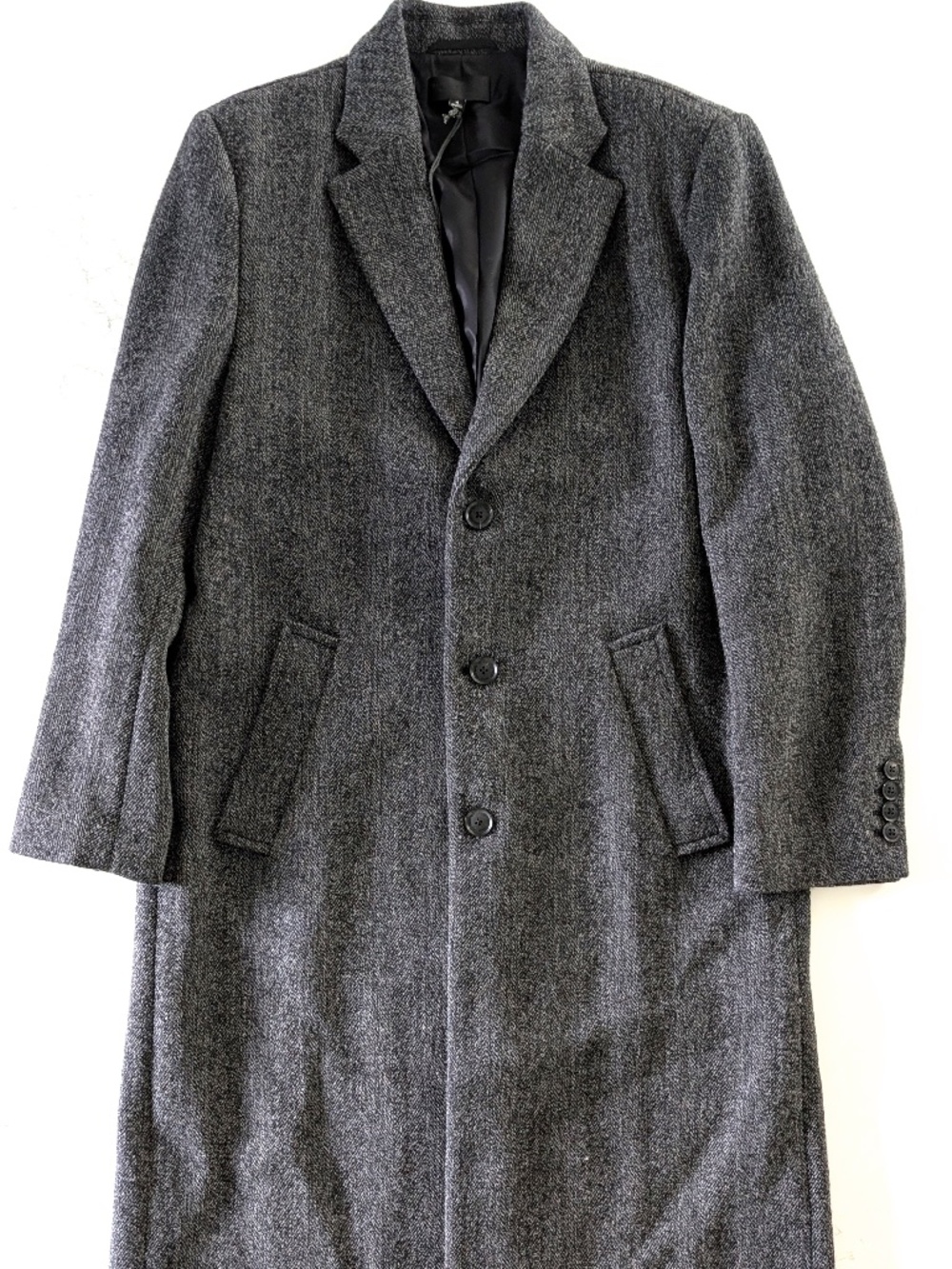 Nili Lotan Eros Coat Charcoal Melange Virgin Wool Overcoat Mens M Long Trench